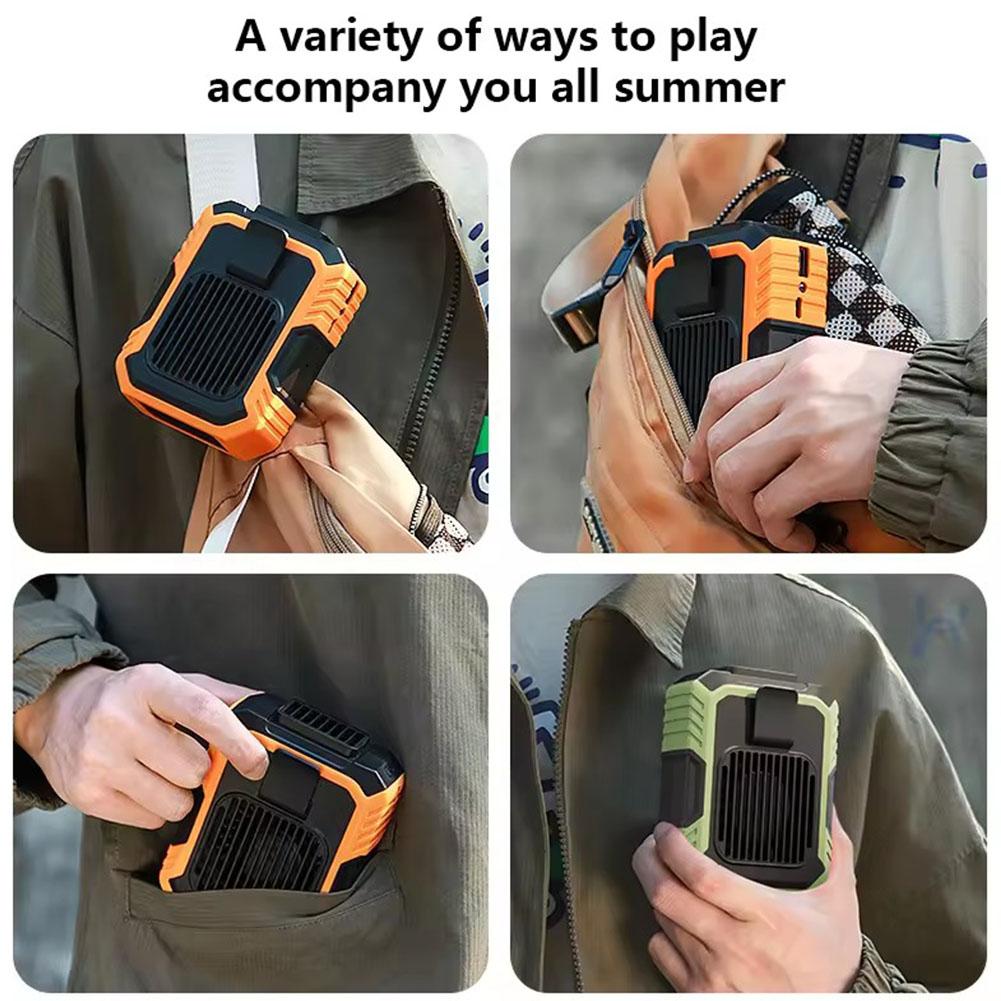 Outdoor Waist Mounted Fan Polymer Battery Anti Drop Shock Absorption USB Portable Power Bank with Bladeless Hanging Neck Fan