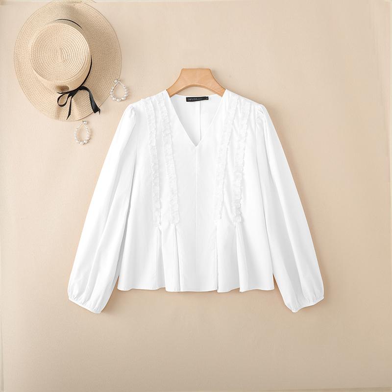 

ZANZEA Женская повседневная блузка с V-образным вырезом и длинным рукавом 5XL белый