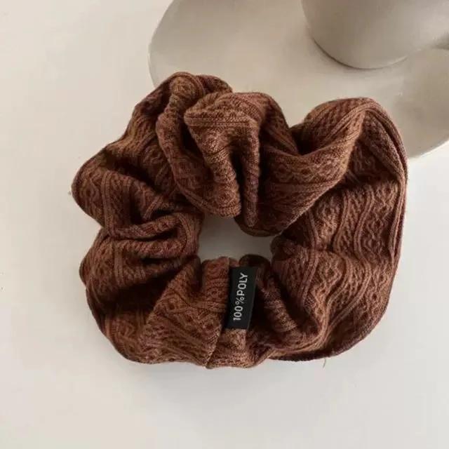 11cm Korea Vintage Knitted Scrunchie Women Girls Elastic Hair Rubber Band Accessories Tie Hair Ring Rope Headdress Headwear