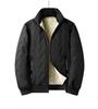 Men's Fall/Winter Warm Stand-Up Collar Lambswool Jacket—Solid Color, Casual, Oversized, Zipper Jacket