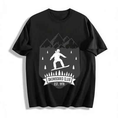 T-shirt Casual Vintage 1978 Club de Snowboard Impression Extérieur Passionné de Ski Coton Pur