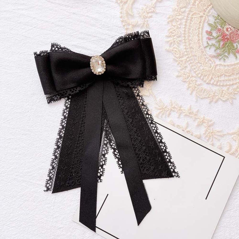 Black Pearls Tie Rhinestone Decoration Shirt Tie Elegant Hand-beaded Lace Necktie  Performance