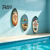 1/3Pcs Surfboard Plaque Decoration, Solid Wood Vintage Coastal Wall Sign, Retro Seaside Style Wall Art Ornament for Indoor Outdoor Use