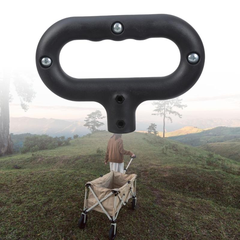 Camping Garden Black Trolley Pull Handle Fixed Buckle Part Socket Gardening Outdoor Activity Camping Trolley Handle