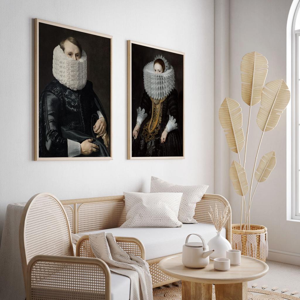 Zestaw dwóch plakatów portret koronka