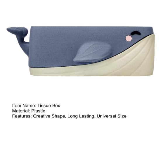 Tissue Box Cover Large Capacity Easy To Install Creative Whale Shaped 3D Printed Tissue Case Paper Holder
