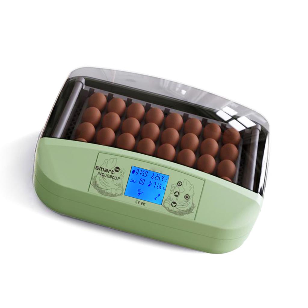 Egg Incubator 32 Eggs Poultry Digital Hatcher with Auto Egg Turning Temperature Control LED Display Temperature