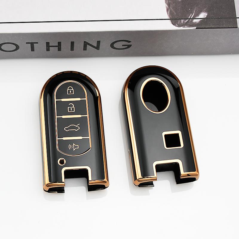 Soft Gold Edge TPU Car Remote Key Cover Case Shell Fob for Toyota Rush Daihatsu Tanto LA600S LA800S LA610S LA150S Perodua Key Protector Accessor