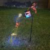 Decorative Flowing Water Effect Lamps Flamingo Garden Statue with Solar Watering Can Lights, Iron Outdoor Light Strings Lawn Ornament for Patio