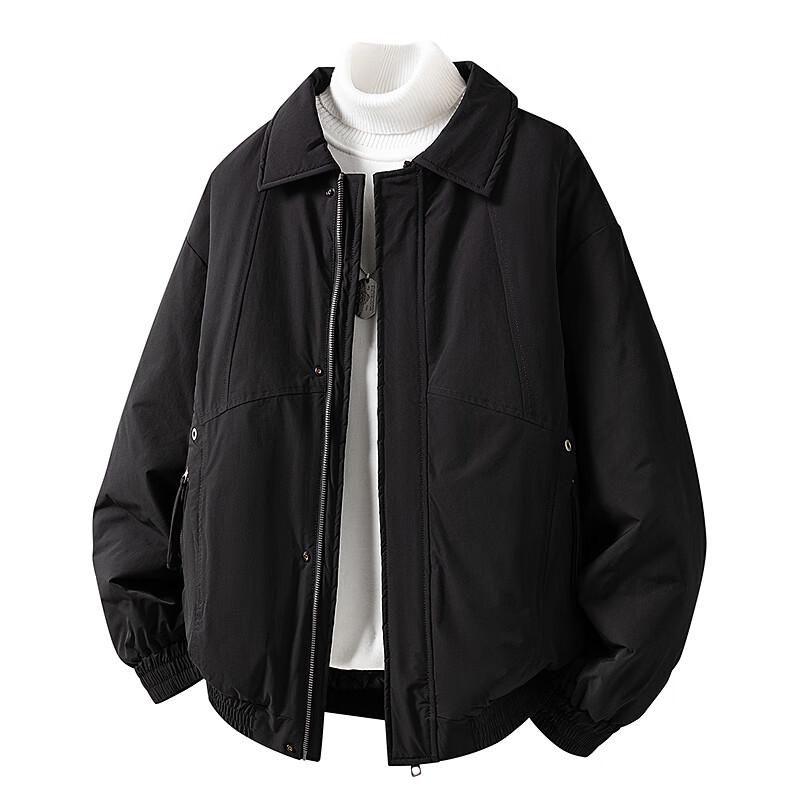 

Men s Lapel Solid Color Workwear Padded Jacket L