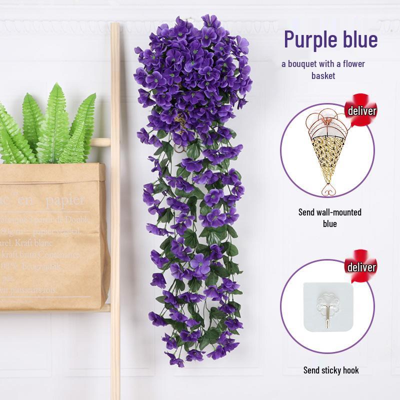 Artificial Violet Flower Vine - Silk Rose Hanging Decor for Weddings and Walls