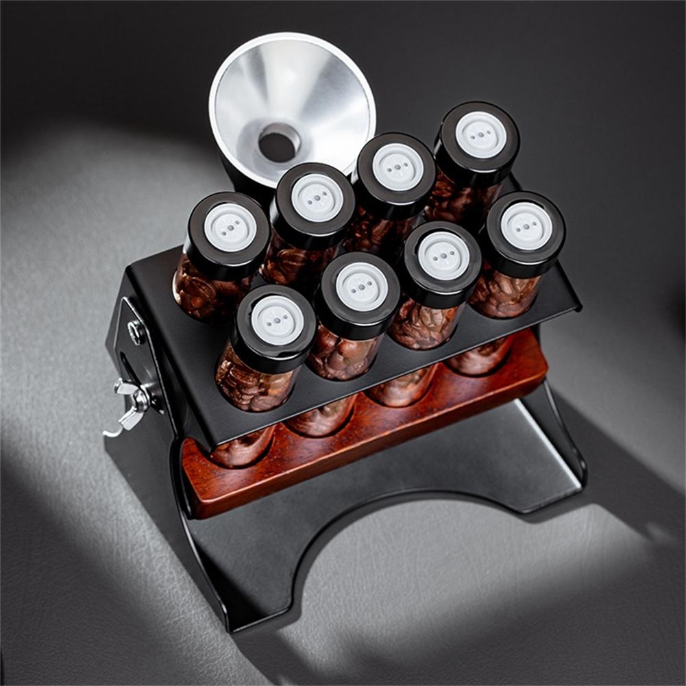 10pcs/set Coffee Bean Storage Stand Single Dose Coffee Bean Storage Display Stand Exhaust Valve 8 Tubes With Funnel Accessories