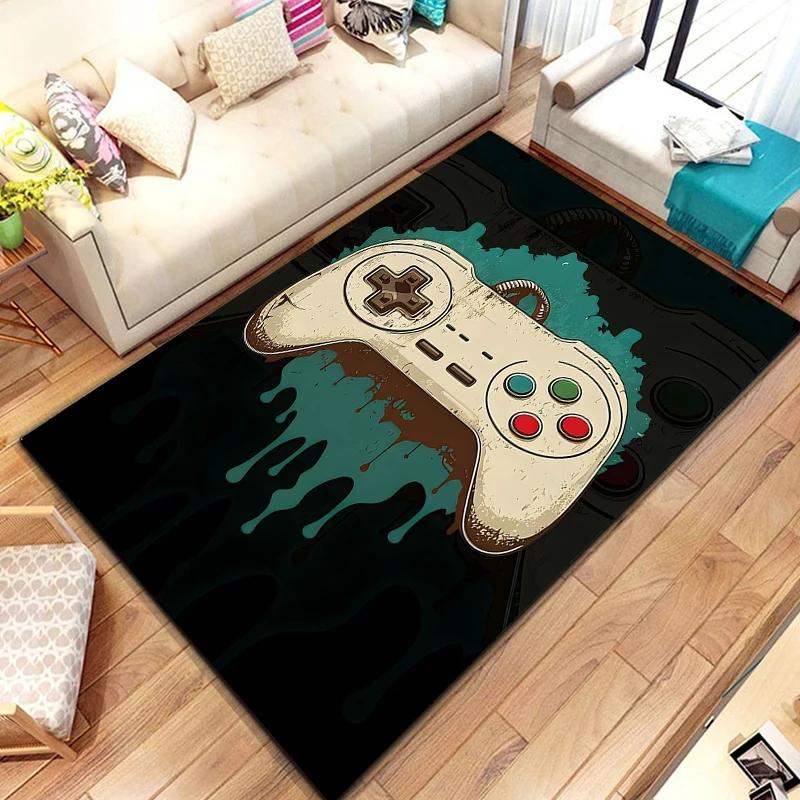 3D 80er Jahre Gamer Controller Bereichsteppich Groß, Teppich für Wohnzimmer Schlafzimmer Küchendekoration, Kinder Spiel Spiel Rutschfeste Bodenmatte