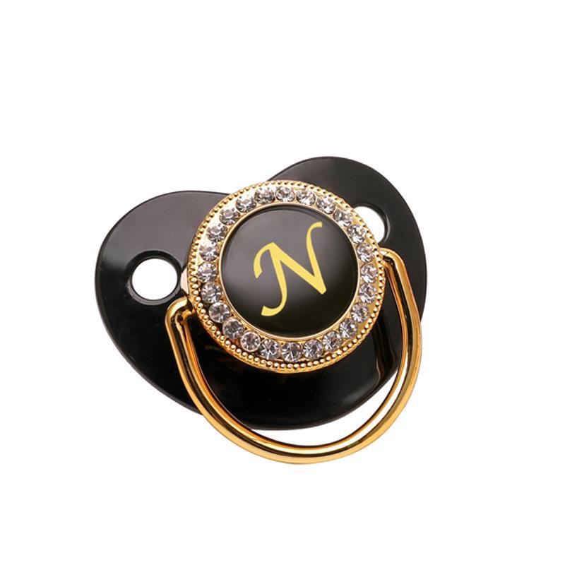 Cross-Border Baby Pacifier with 26 Black Diamond Letters