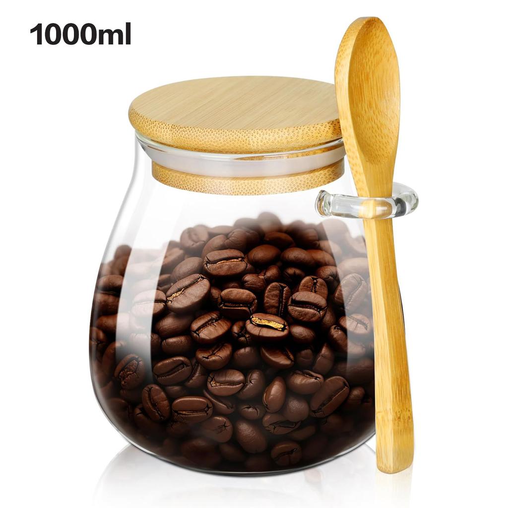 1pc Glass Storage Jars with Airtight Lids Kitchen Coffee Beans Candy Tea Grains Canister Food Containers for Cereal Nuts Cookies