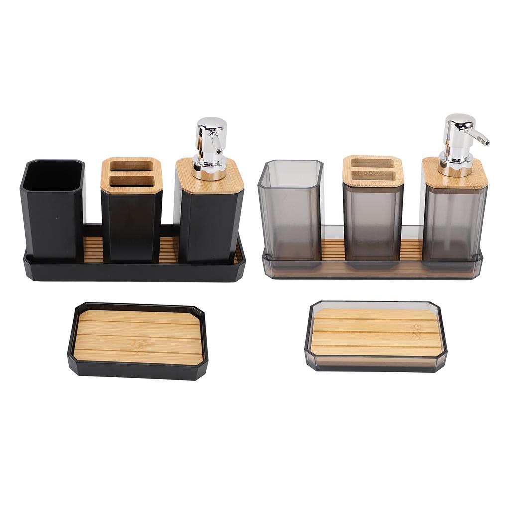 Bathroom Accessories Set Bath Ensemble Set with Toothbrush Holder Cup Lotion Bottles Soap Dish Tray