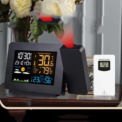 Projection Electronic Clock 1PCS Indoor and Outdoor Thermometer Multi-function Alarm Clock Color Screen Weather Forecast
