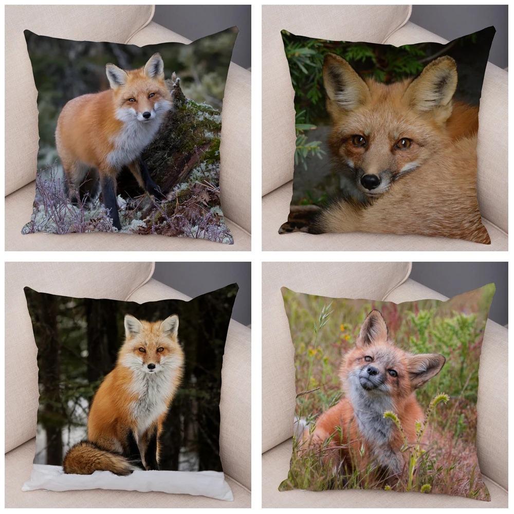 Cute Wild Fox Pillowcase Office Living Room Car Ornaments Home Pillowcase