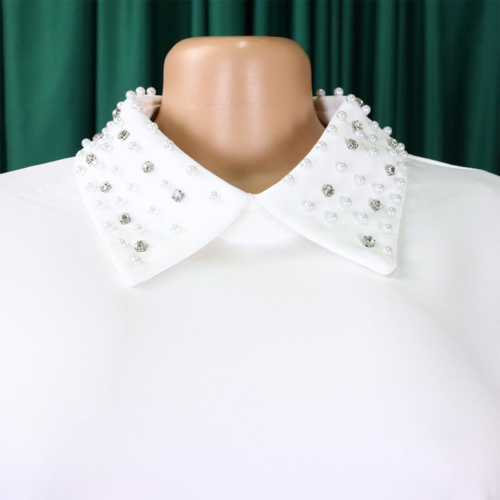 YYFS Damenmode Frühling Herbst Einfarbig Druck Langarm POLO Hals Lose Taille Casual Kleider