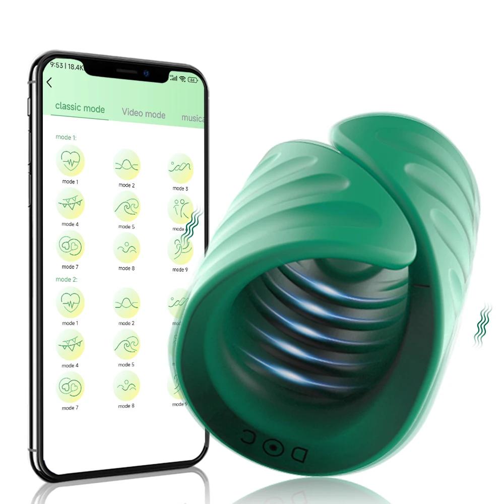 Controllo APP Vibratore per Allenamento del Pene Masturbatore Maschile Stroker Vibranti Allenatore del Glande Stimolatore Giocattoli Sessuali per Uomini Articoli per Adulti