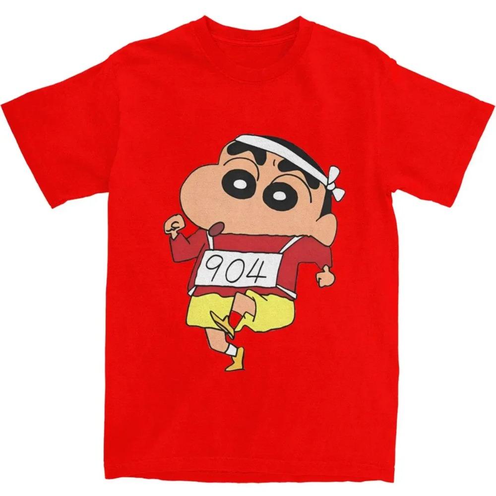 Men's Shinchan Marathon 904 T-Shirts Pure Cotton Top Tees Summer Street Style Short Sleeves T Shirt