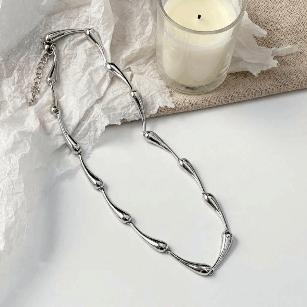 Zinc Zinc Alloy Bamboo Joint Chain Silver Color Punk Necklace Advanced Sense Snake Bone Chain Party Jewelry
