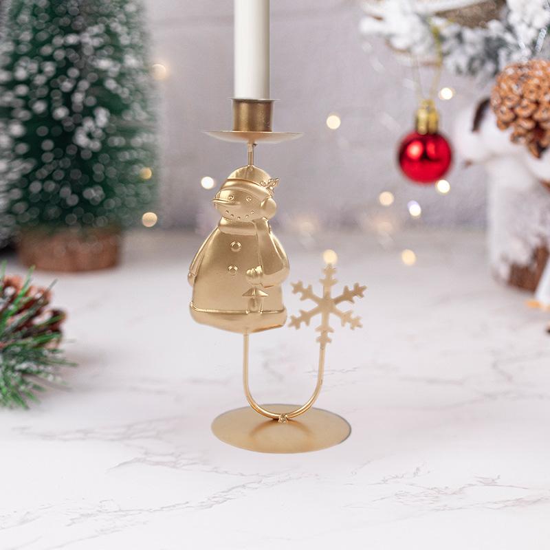 Juljärn Ljusstake Gyllene Jultomte Älg Julgran Ljushållare God Jul Nyår Hem Bordsdekoration