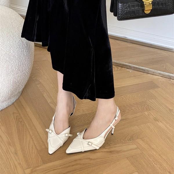In the spring and summer of 2025, the new pointed-toed thin-heeled high-heeled European and American fashion bag-head women's shoes with rear straps a