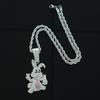 Hip-hop style personality diamond-encrusted dripping oil cartoon rabbit pendant Cuban chain necklace hipster wear fashion necklace accessories
