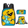 Mikecrack Rucksack Grund- und Sekundarschule Schultasche Bedruckter Rucksack Umhängetasche Federmäppchen Dreiteiliges Set
