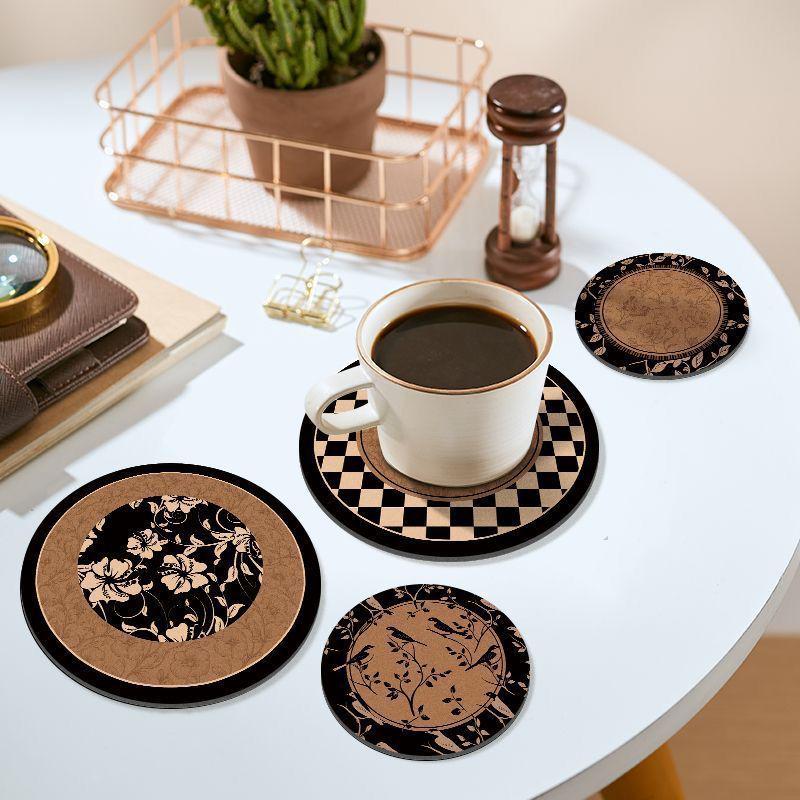 Vintage-Style Family Dining Table Insulation Pad - Round, Absorbent, Non-Slip, Anti-Scald Coaster & Mat