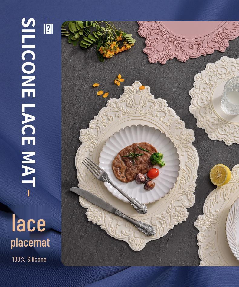 Nordic Silicone Embossed Lace Heat-Resistant Mat - Placemat, Teacup, Bowl, Pot, and Dinner Plate Accessory