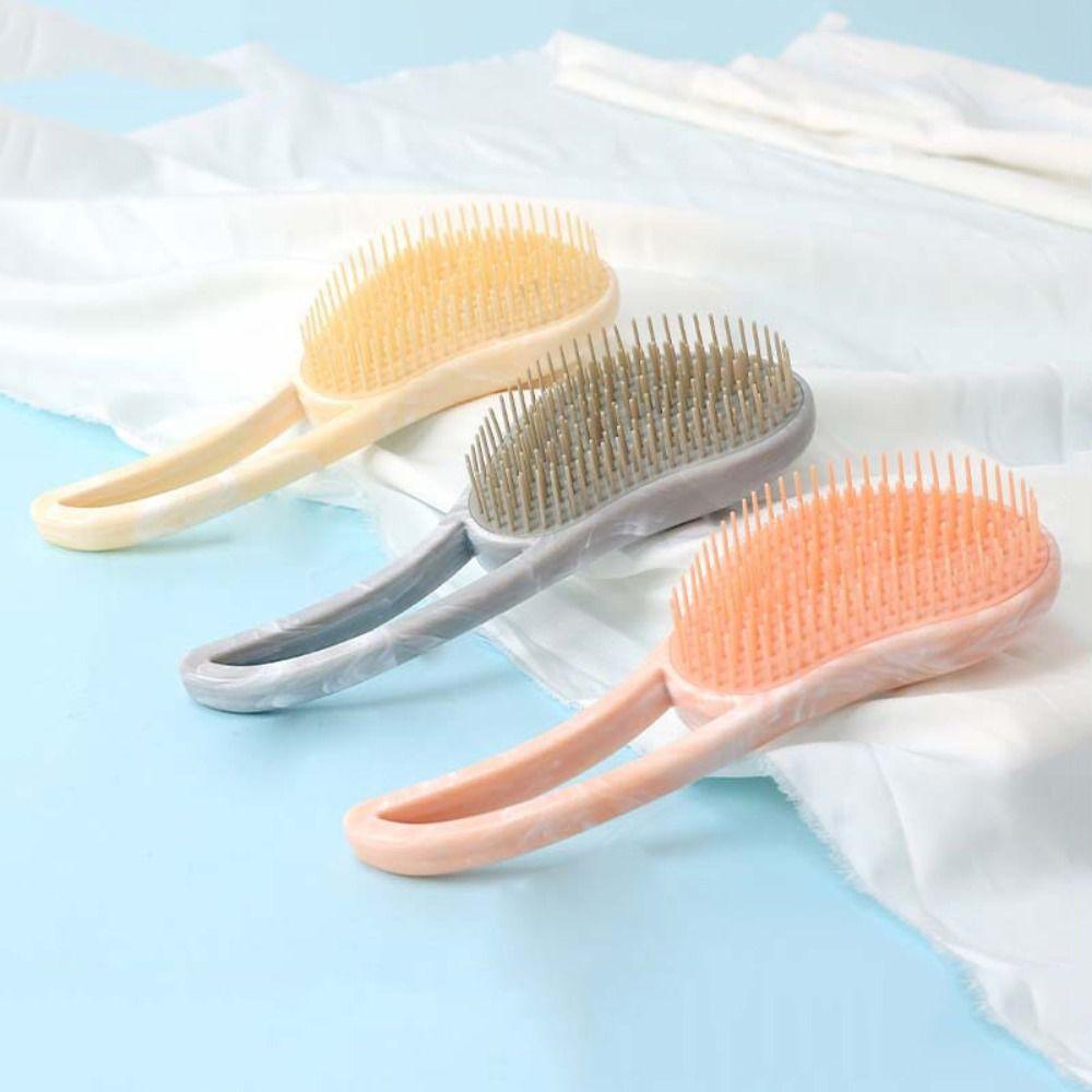 Curved Handle Scalp Massage Brush Smooth Bristles Anti-static Grooming Hairbrush Comfortable Hairdressing Comb Daily Hair Care