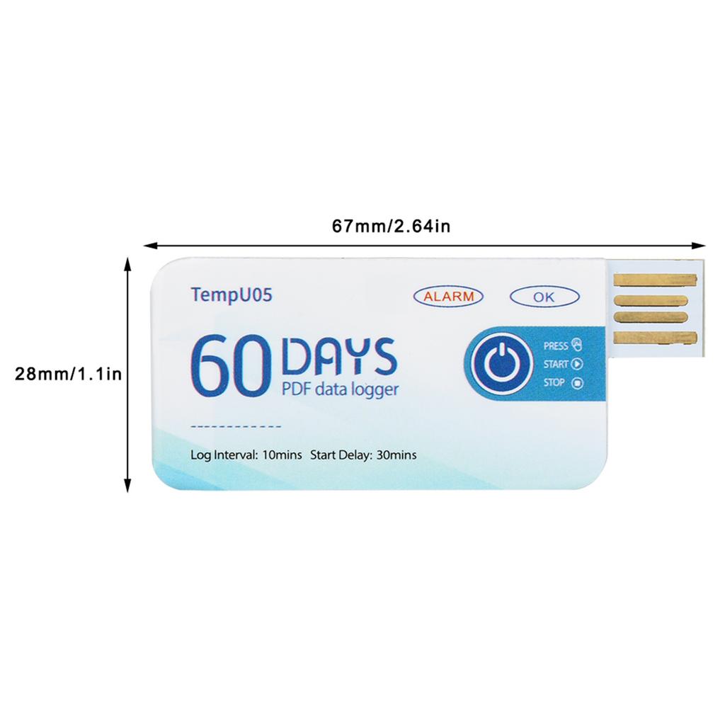 Enregistreur de données de température USB Rapport PDF TempU05 Enregistreur de données de température à usage unique Enregistreur de température USB jetable Rapport PDF
