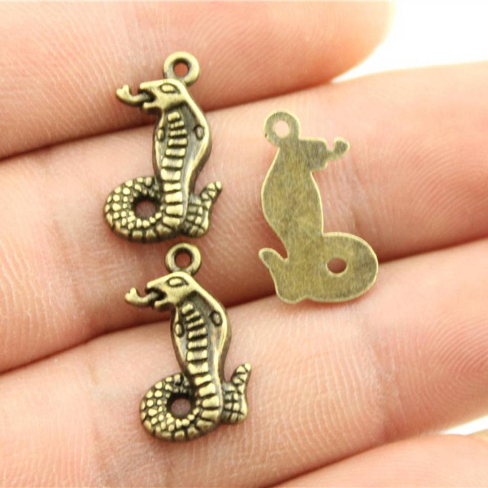 20pcs Animal Snake Charms Cobra Pendant For Jewelry Making DIY Crafts Making Findings Handmade Tibetan Jewelry