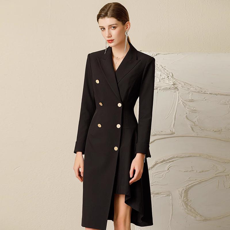 Women's Black Slim Fit Asymmetrical Formal Dress for Professional and Formal Occasions