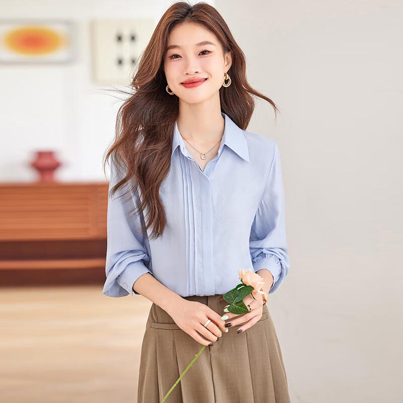 Teloman Women s Pleated Long-Sleeve Commuter Blouse 2XL