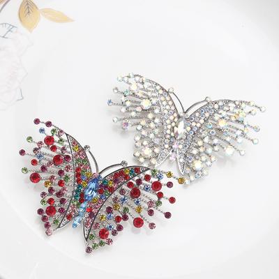 Pastoral Style Exaggerated Colored Diamond Butterfly Brooch Female Rhinestone Silk Scarf Buckle Diamond-Encrusted Animal Insect Brooch Explosion