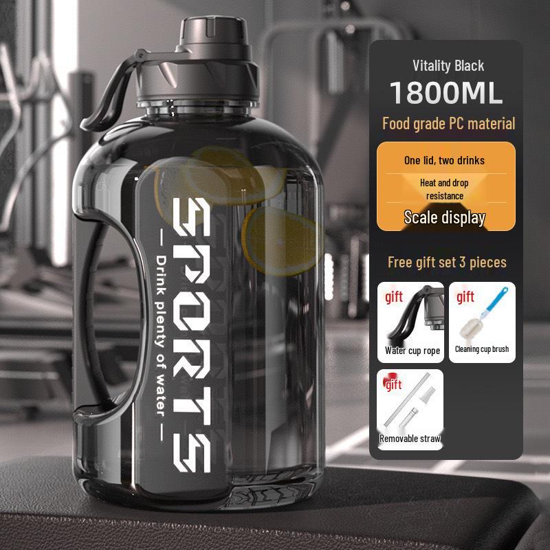 

Large Capacity Sports Water Bottle with Straw - Portable Big Belly Cup 1.8-2.7L