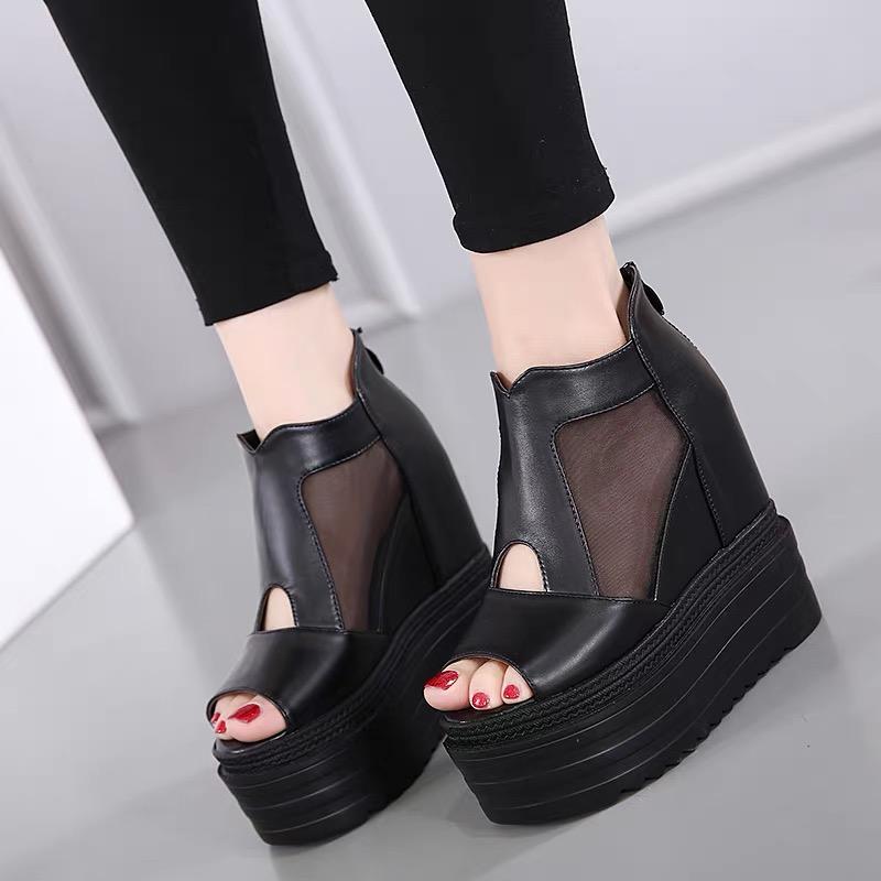 Fashion 15CM Women's Fish Mouth Wedge Sandals Thick Platform High-heeled Shoes wedges shoes for women  high heels