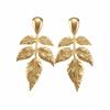 European and American Silver Needle Metal Pleated Leaf Pendant Earrings Fashionable Simple Stud Earrings Light Luxury High-end Earrings Women