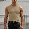 INCERUN Summer Men Sleeveless Casual Sports Fitted Tank Tops Undershirts