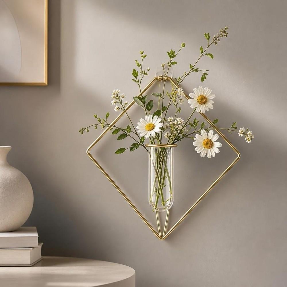 Vase Hydroponic Plant Holder Flower Pot Wall Hanging Planter Shelf Wall Decoration  Modern Room