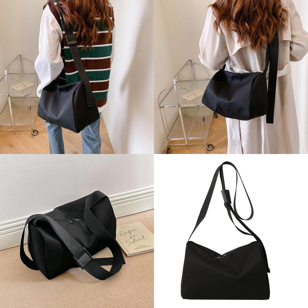 Vintage Casual Black Canvas Tote Bag For Women Stylish Shoulder Crossbody Trendy Design