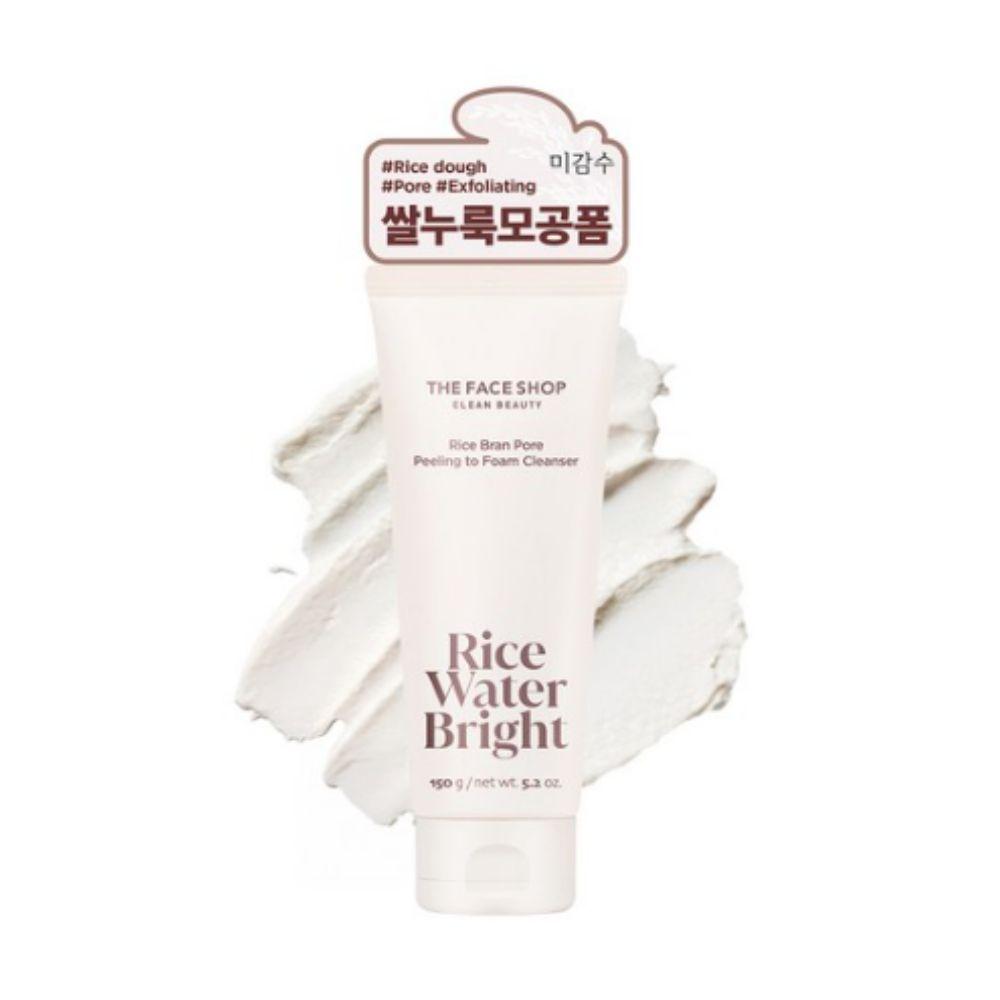 

The Face Shop Rice Water Bright Rice Bran Peeling to Foam Cleanser 150ml - 2-in-1 Exfoliating Face Wash
