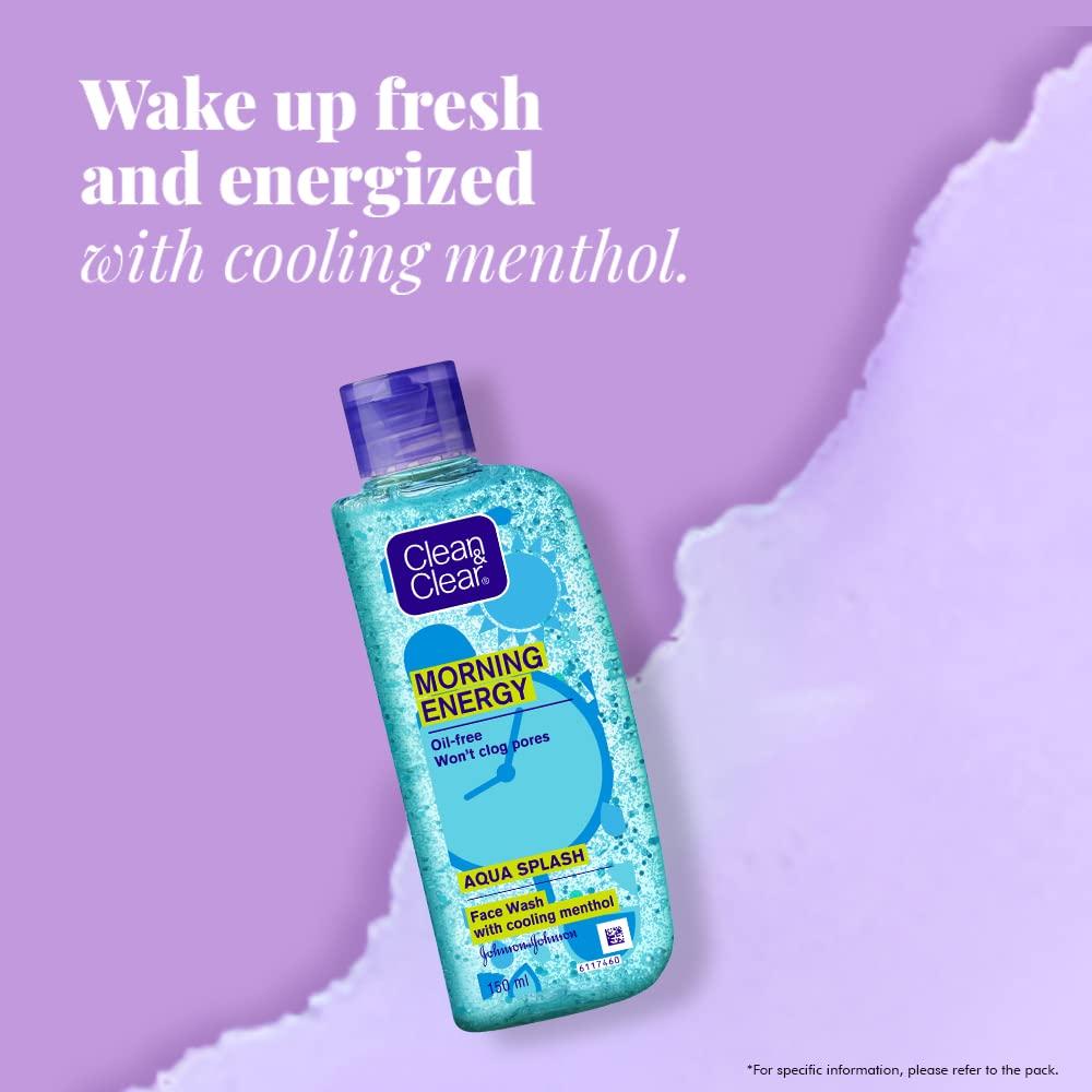 CLEAN & CLEAR Morning Energy Aqua Splash Face Wash 150ml Refreshing Menthol Cool Cleansing for Women