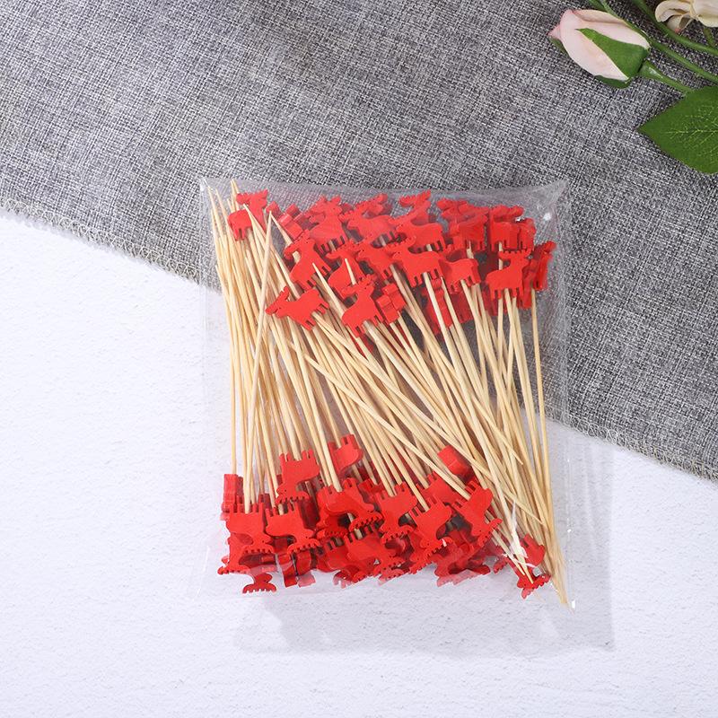Christmas Toothpicks Decorative Bamboo Skewers Creative Appetizer Fruit Cheese Picks Art Cocktail Picks Christmas Supplies