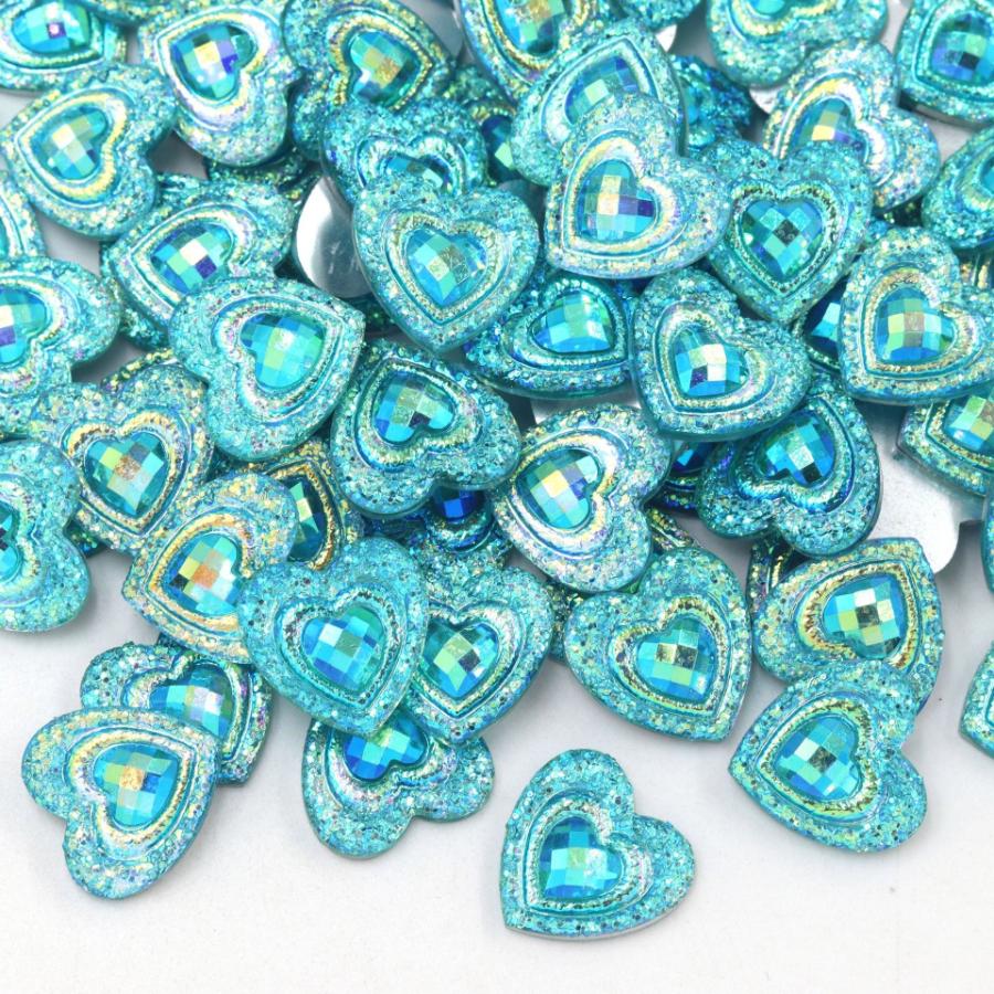 50pcs 14mm heart-shaped resin rhinestone scrapbook suitable for jewelry making DIY charm decoration