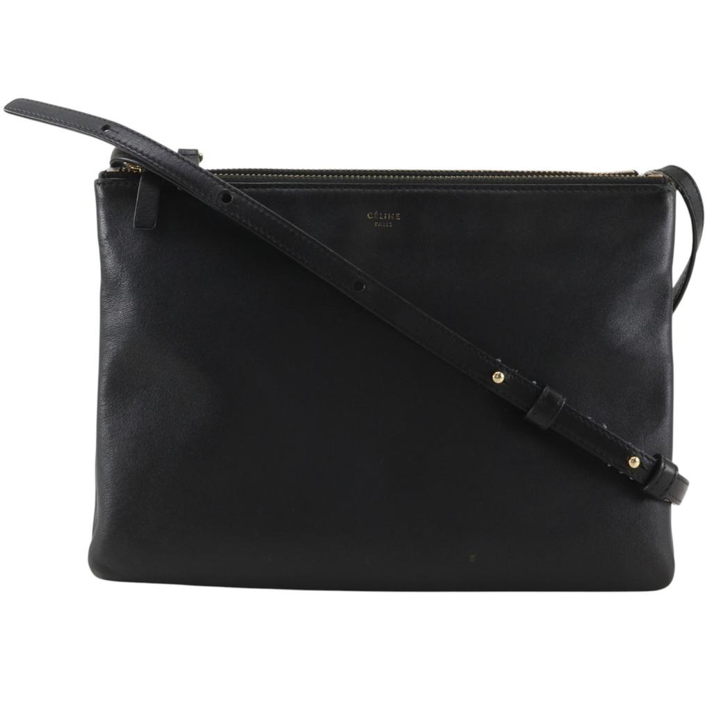 CELINE trio Shoulder Bag black leather Women Used