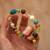 Exquisite National Style Bracelet: Imitation Turquoise, Tiger Eye, Crystal, Agarwood Beads